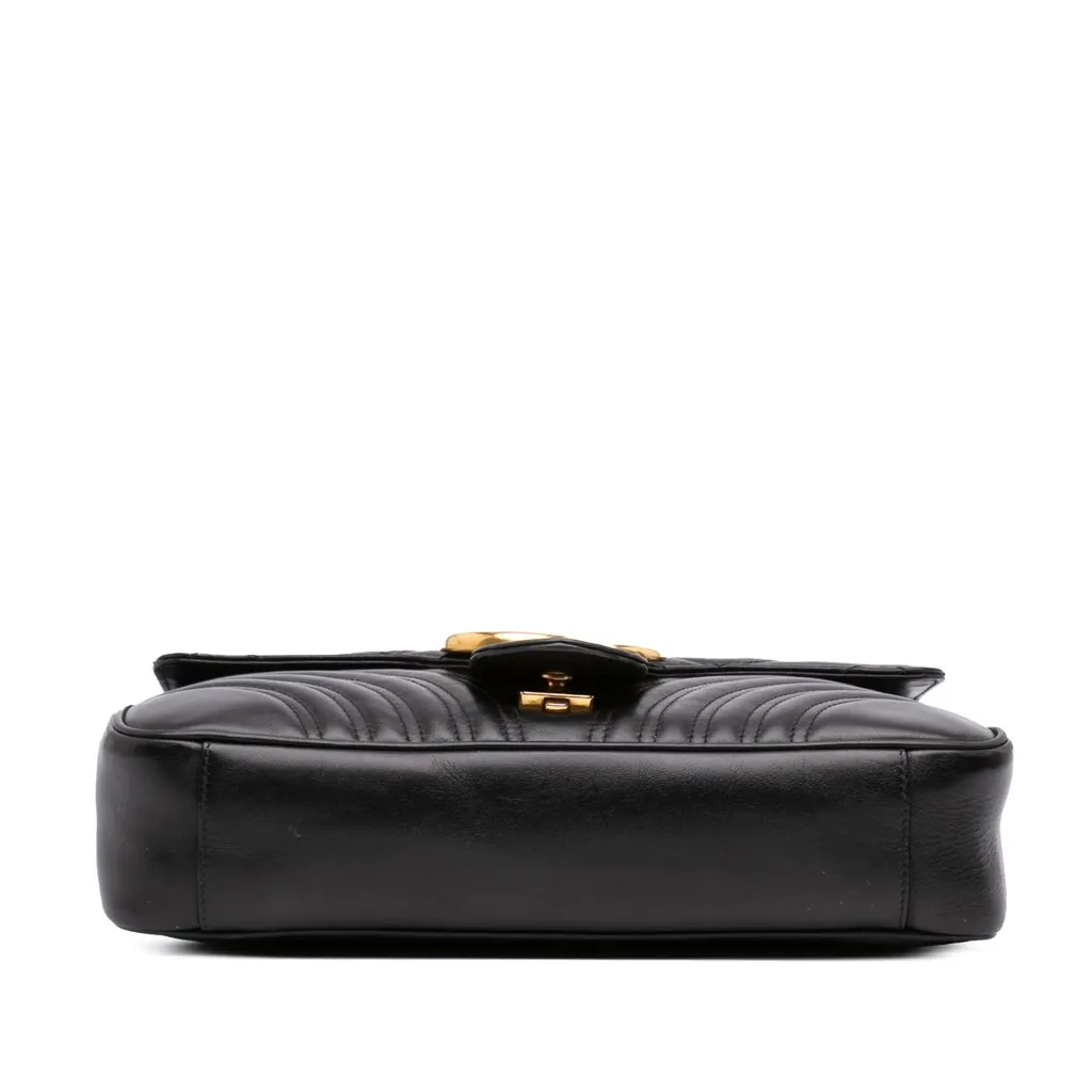 Gucci Large GG Marmont Matelasse Calfskin Shoulder Bag Black Leather Good - Inside View