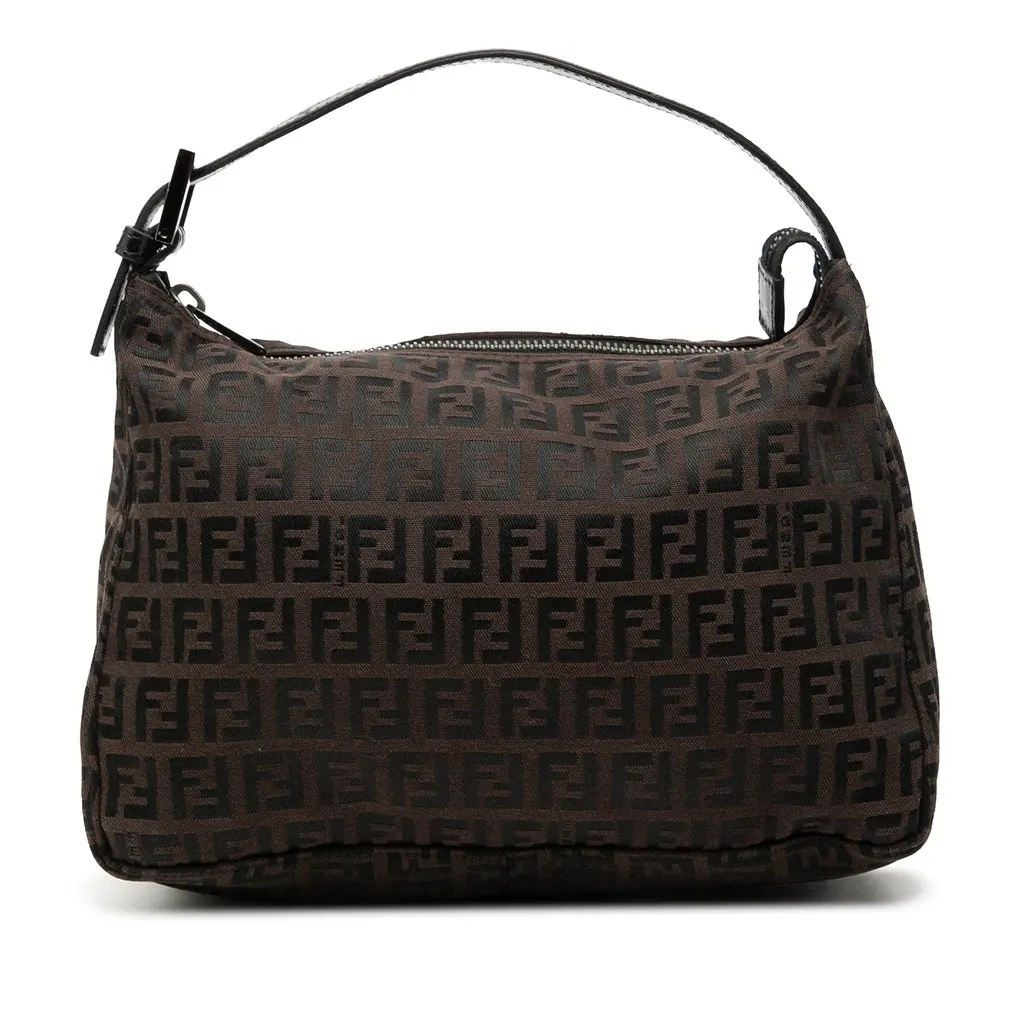 Fendi Zucchino Canvas Handbag Brown Very good - Front View