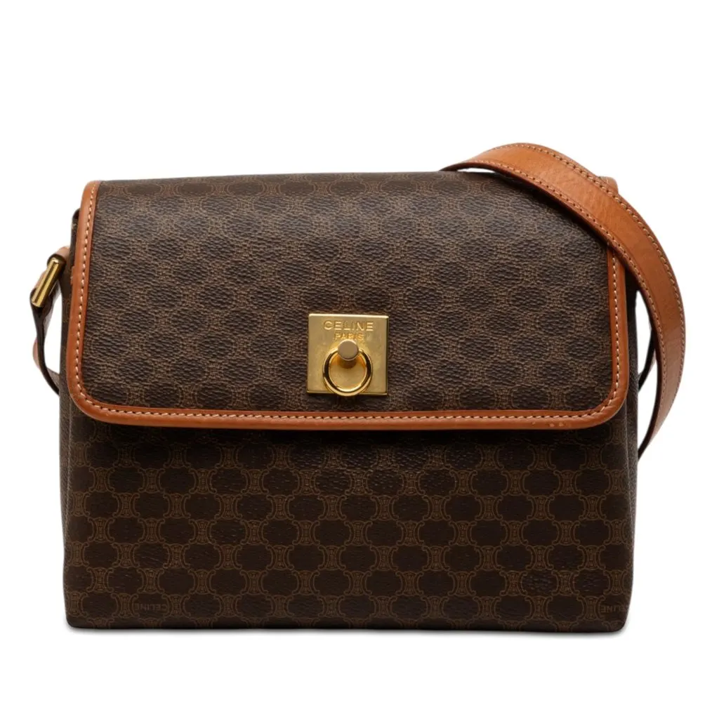 Celine Macadam Coated Canvas Crossbody Brown Canvas Very good - Front View