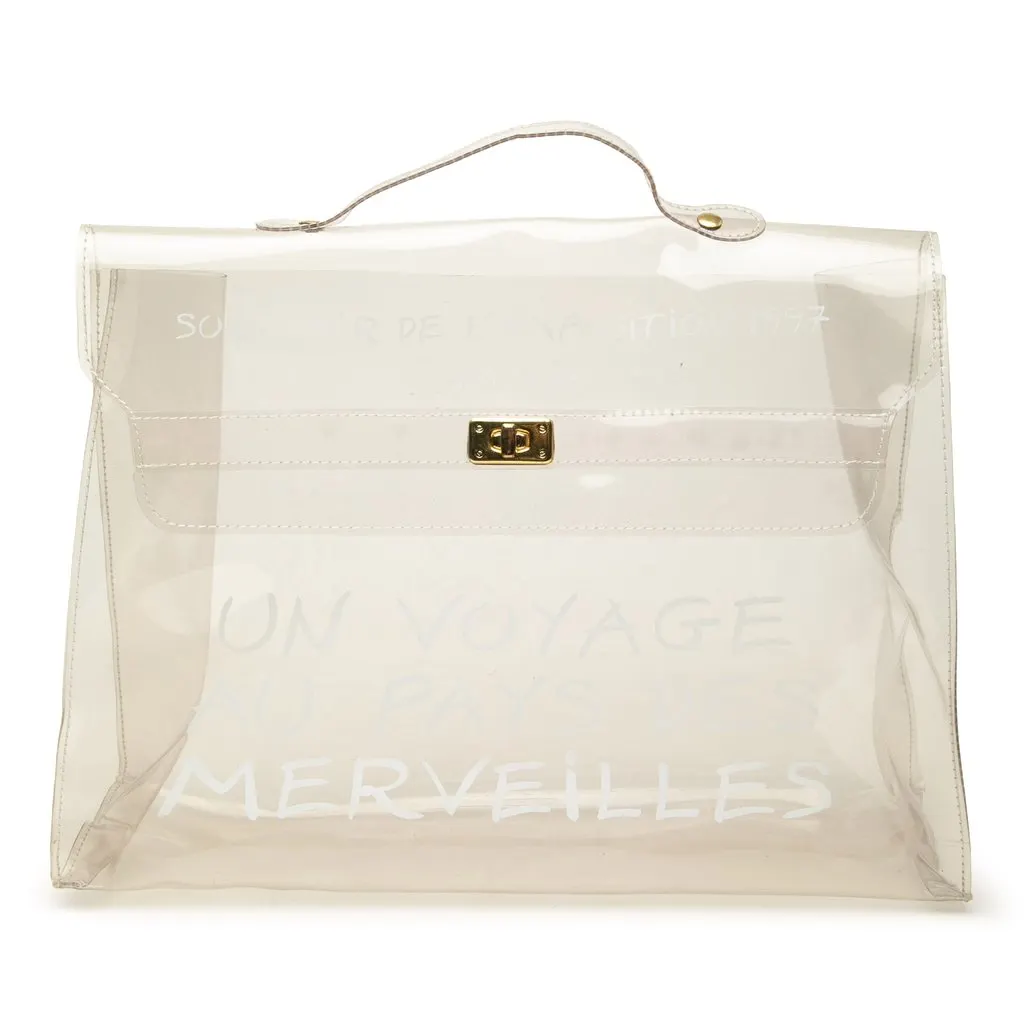 Hermès Vinyl Souvenir De L Exposition Kelly Handbag White Plastic Good - Front View