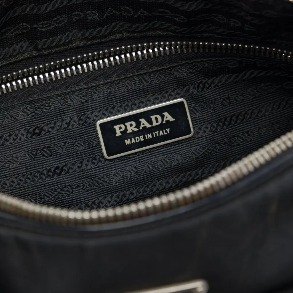 Prada Leather Trimmed Tessuto Zip Top Crossbody Black Polyamide Very good - Box View