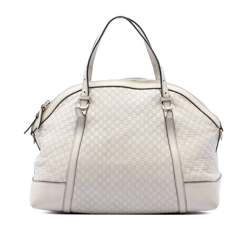 Gucci Large Microguccissima Nice Dome Satchel White Leather Very good - Front View