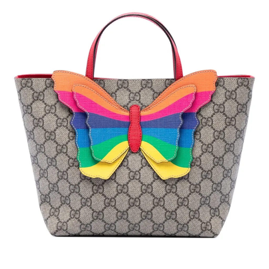 Gucci Childrens GG Supreme Rainbow Butterfly Tote Beige Canvas Very good - Front View