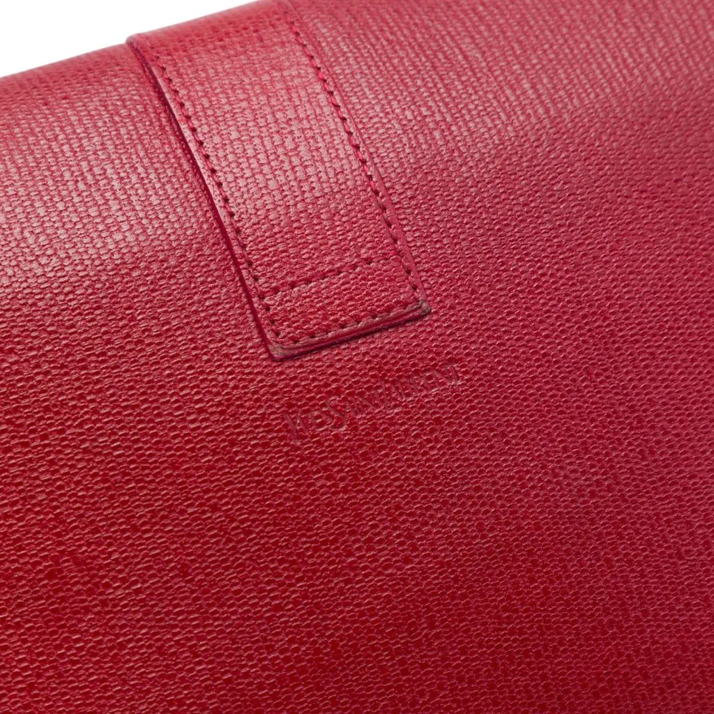 Saint Laurent Textured Leather Chyc Ligne Clutch Red Leather Very good - Box View