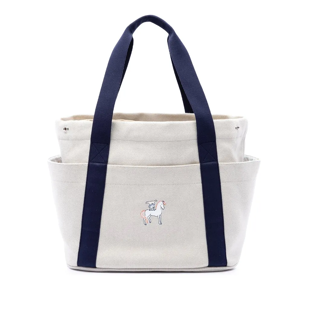 Hermès Toile Cabriole Nappy Bag White Very good - Front View