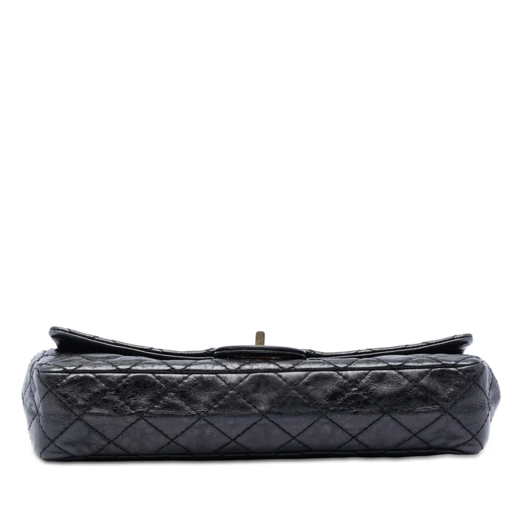 Chanel Quilted Glazed Calfskin Reissue 2.55 East West Flap Black Leather Very good - Inside View