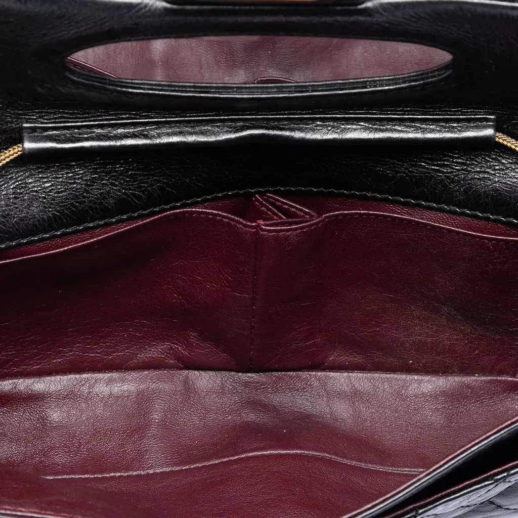 Chanel Quilted Glazed Calfskin Reissue 2.55 East West Flap Black Leather Very good - Model View