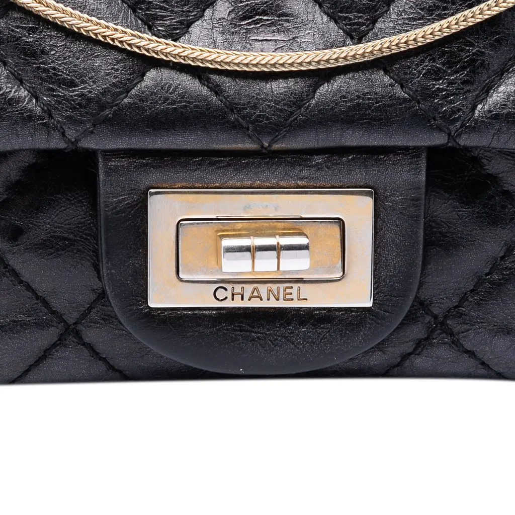 Chanel Quilted Glazed Calfskin Reissue 2.55 East West Flap Black Leather Very good - Box View