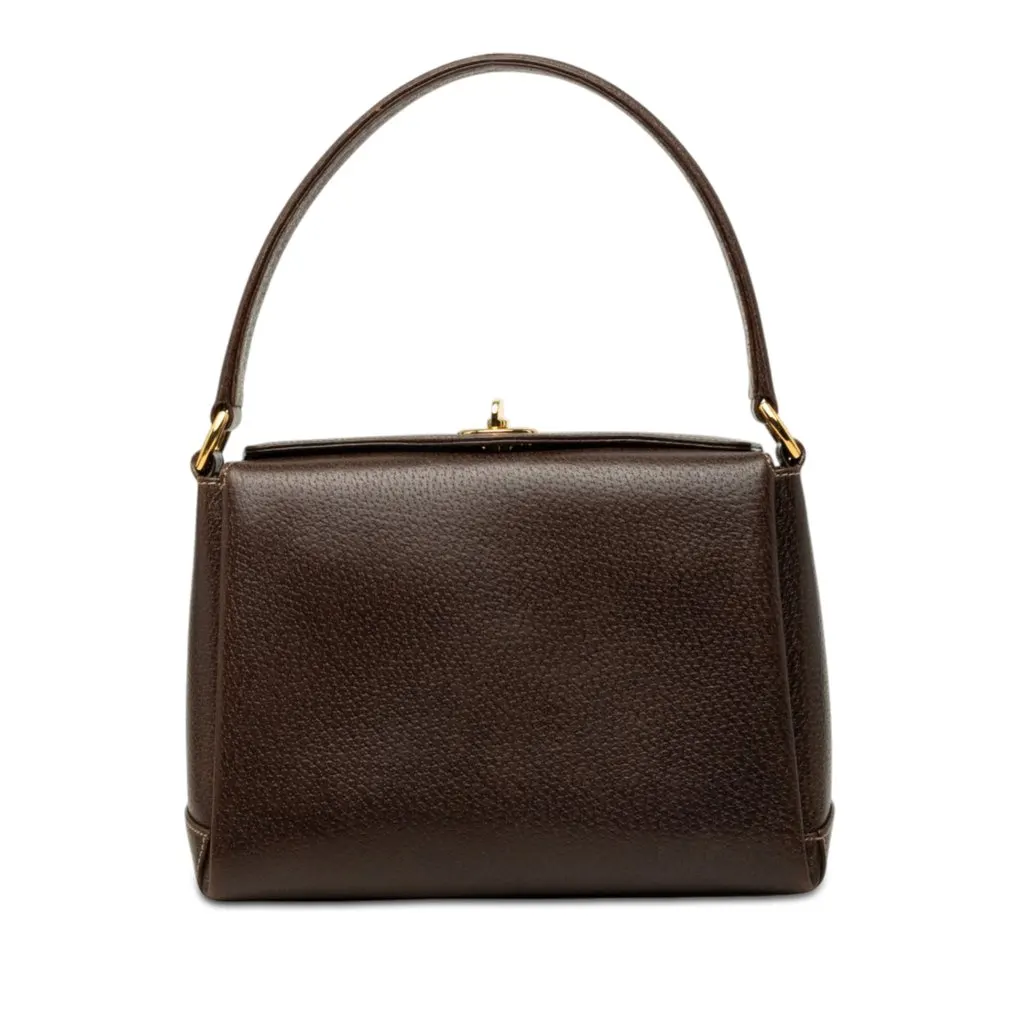 Gucci Calfskin Handbag Brown Leather Good - Front View