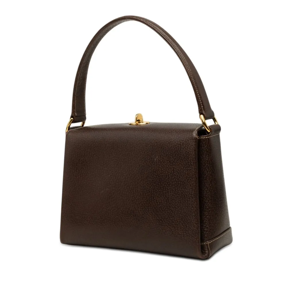 Gucci Calfskin Handbag Brown Leather Good - Back View