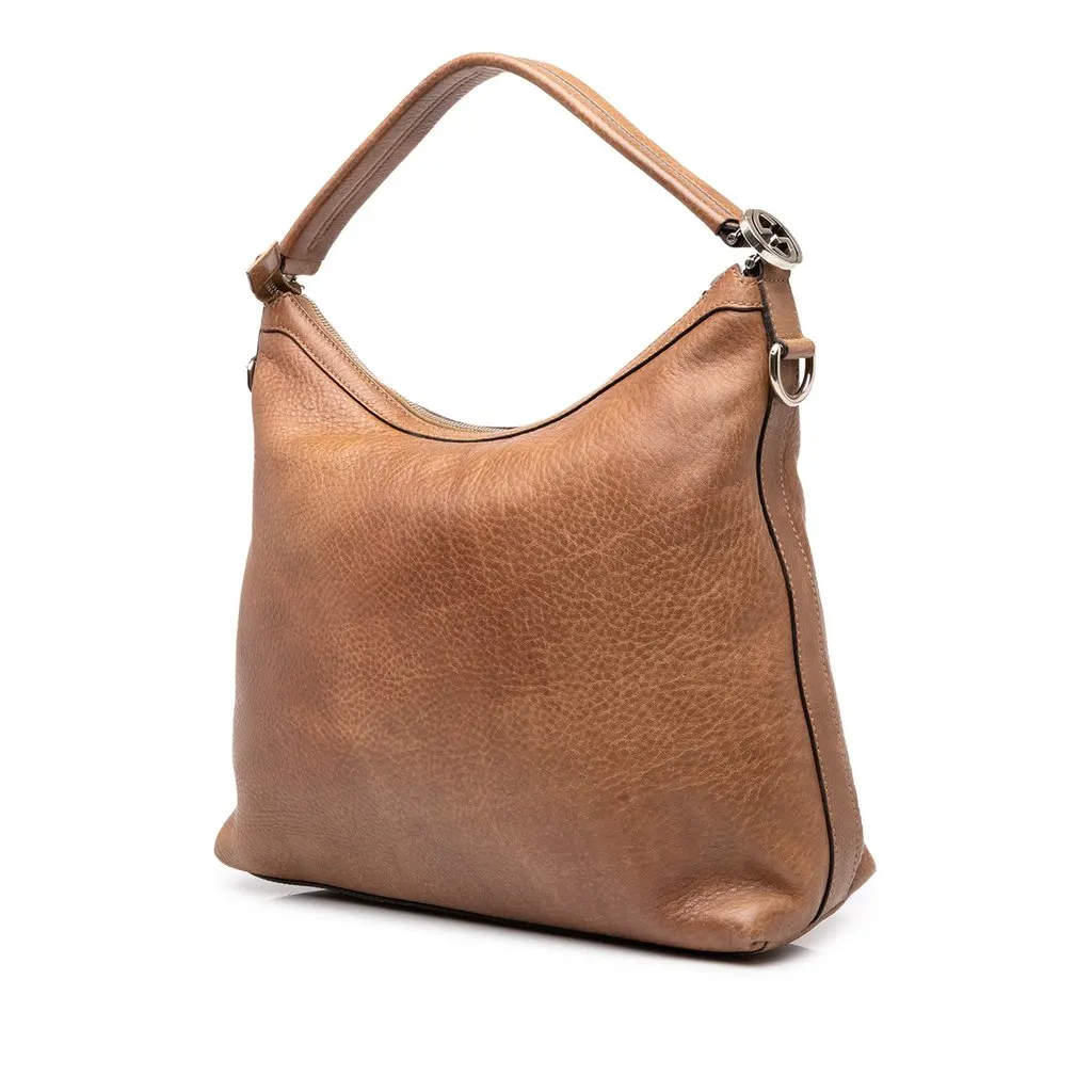 Gucci Small Grained Calfskin Miss GG Hobo Brown Leather Very good - Back View