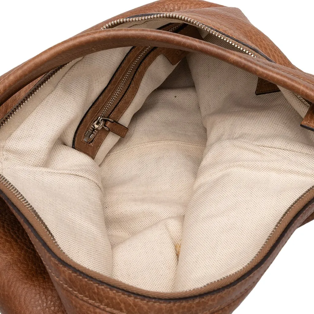 Gucci Small Grained Calfskin Miss GG Hobo Brown Leather Very good - Model View