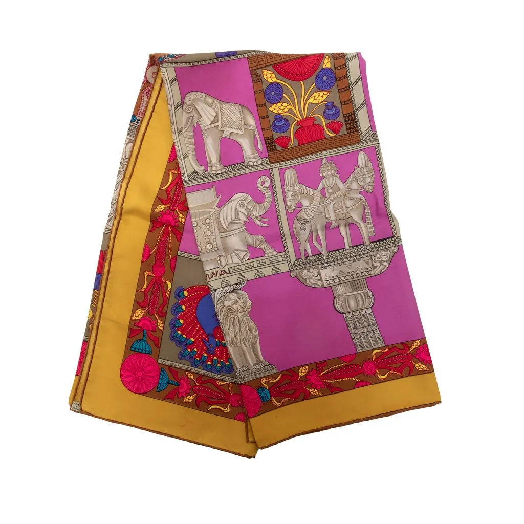 Hermès Torana Silk Scarf 90 Pink Silk Very good - Front View