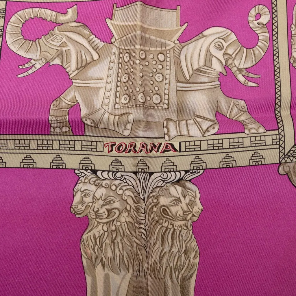 Hermès Torana Silk Scarf 90 Pink Silk Very good - Inside View
