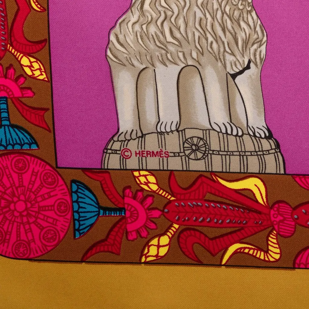 Hermès Torana Silk Scarf 90 Pink Silk Very good - Model View
