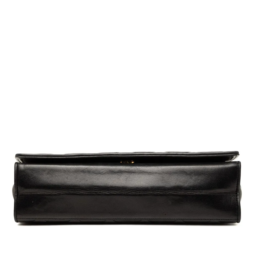 Chanel CC Quilted Lambskin Full Flap Crossbody Black Leather Very good - Inside View
