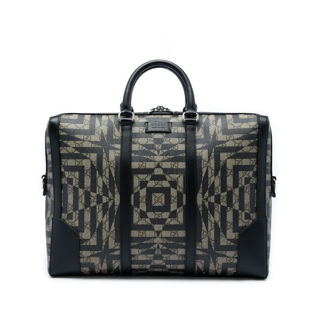 Gucci GG Supreme Caleido Eden Briefcase Beige Very good - Front View