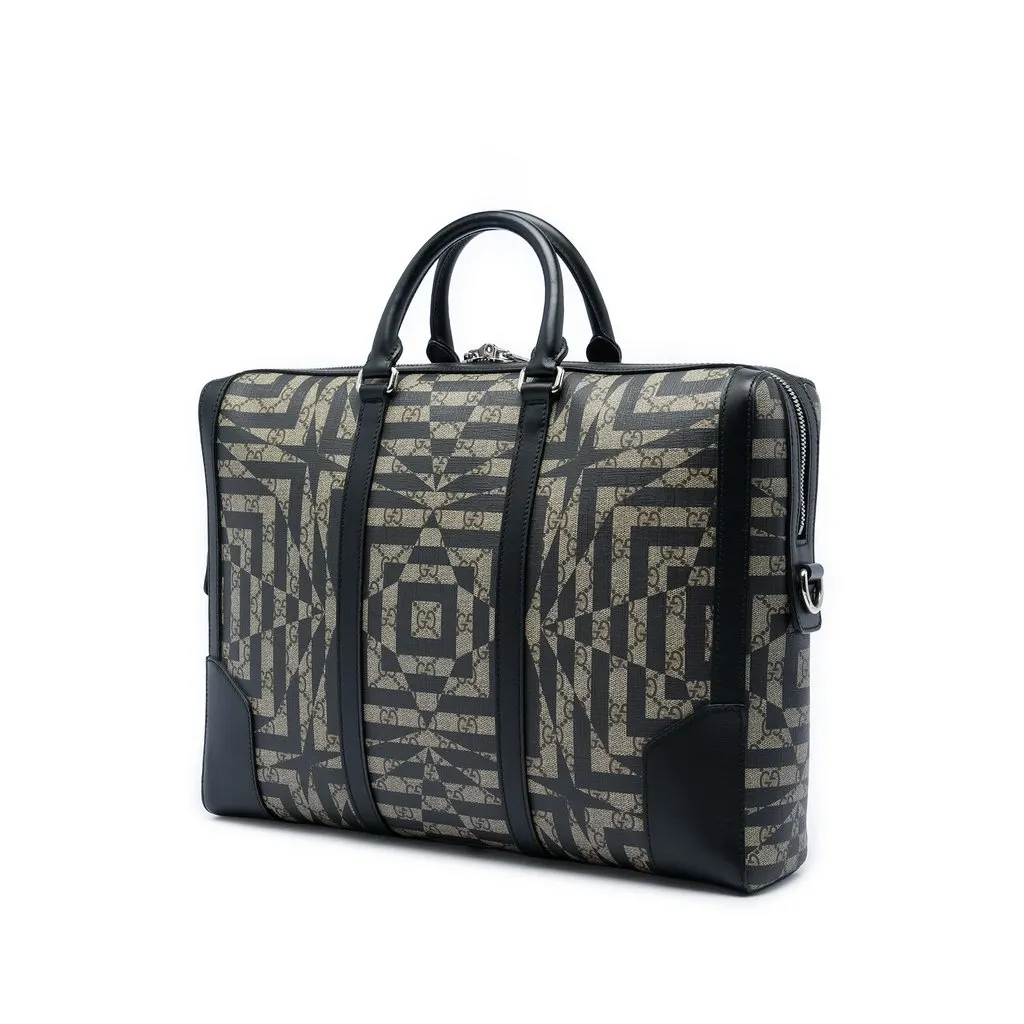 Gucci GG Supreme Caleido Eden Briefcase Beige Very good - Back View