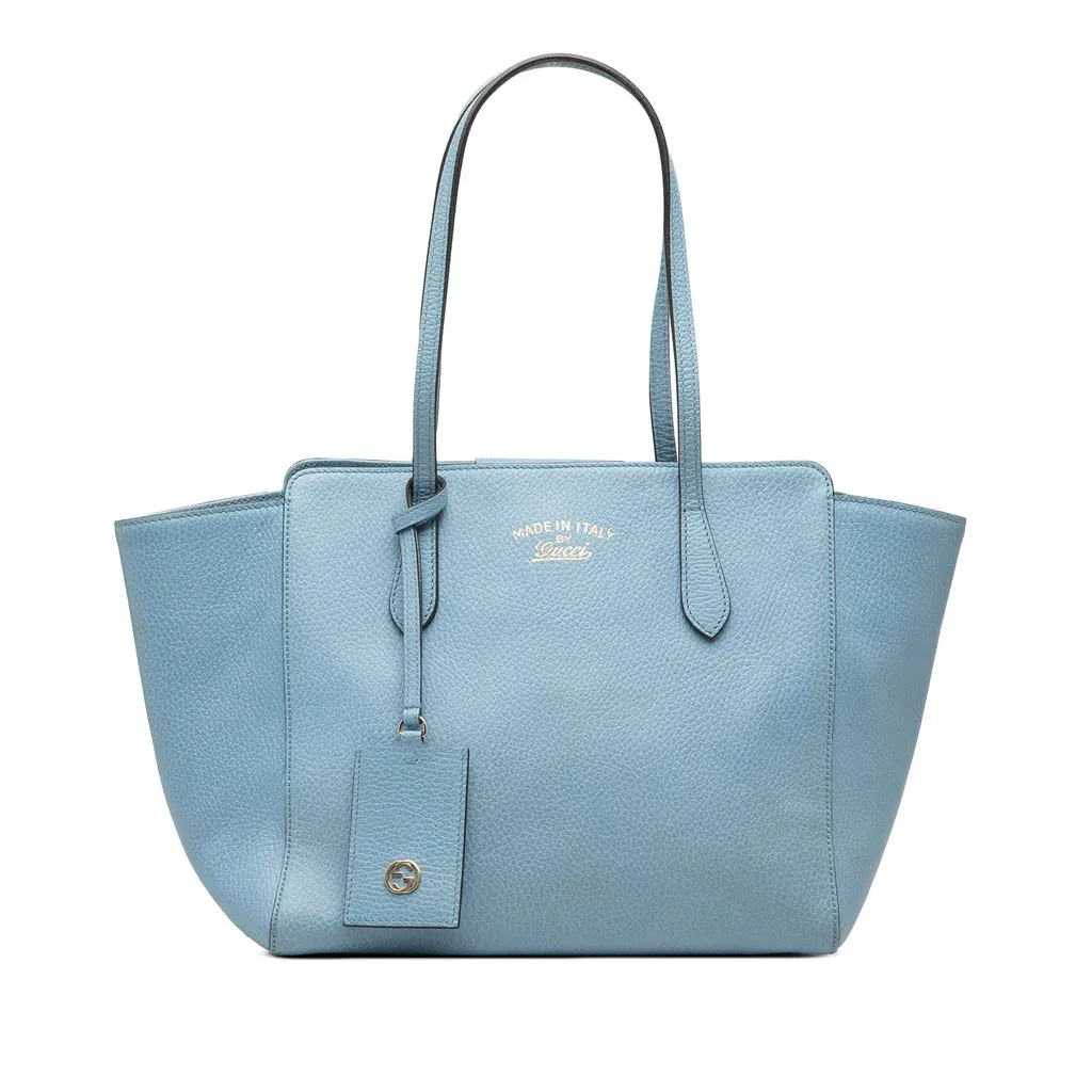 Gucci Medium Calfskin Swing Tote Blue Leather Very good - Front View