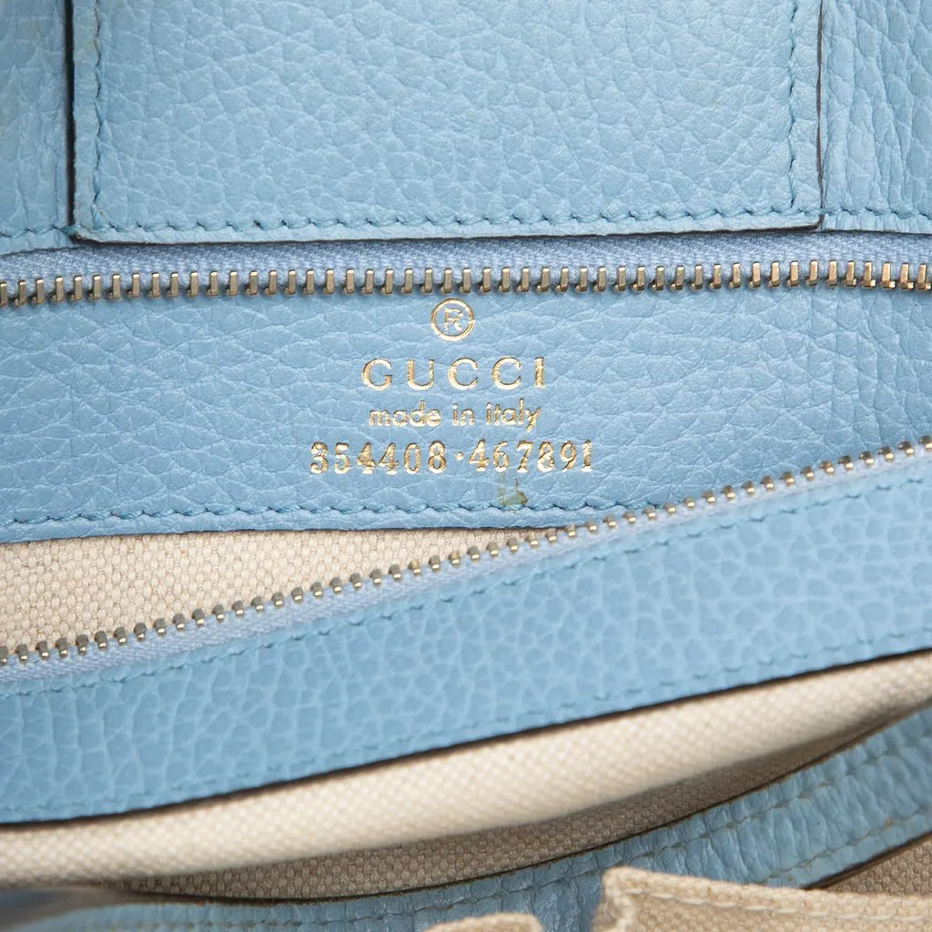 Gucci Medium Calfskin Swing Tote Blue Leather Very good - Box View