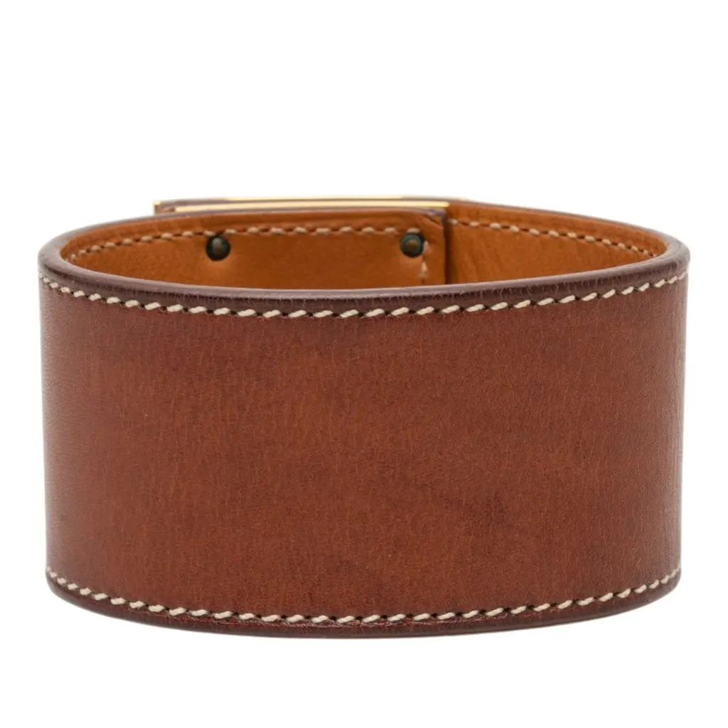 Hermès Barenia and Gold Plated Kelly Dog Bracelet Brown Leather Very good - Inside View
