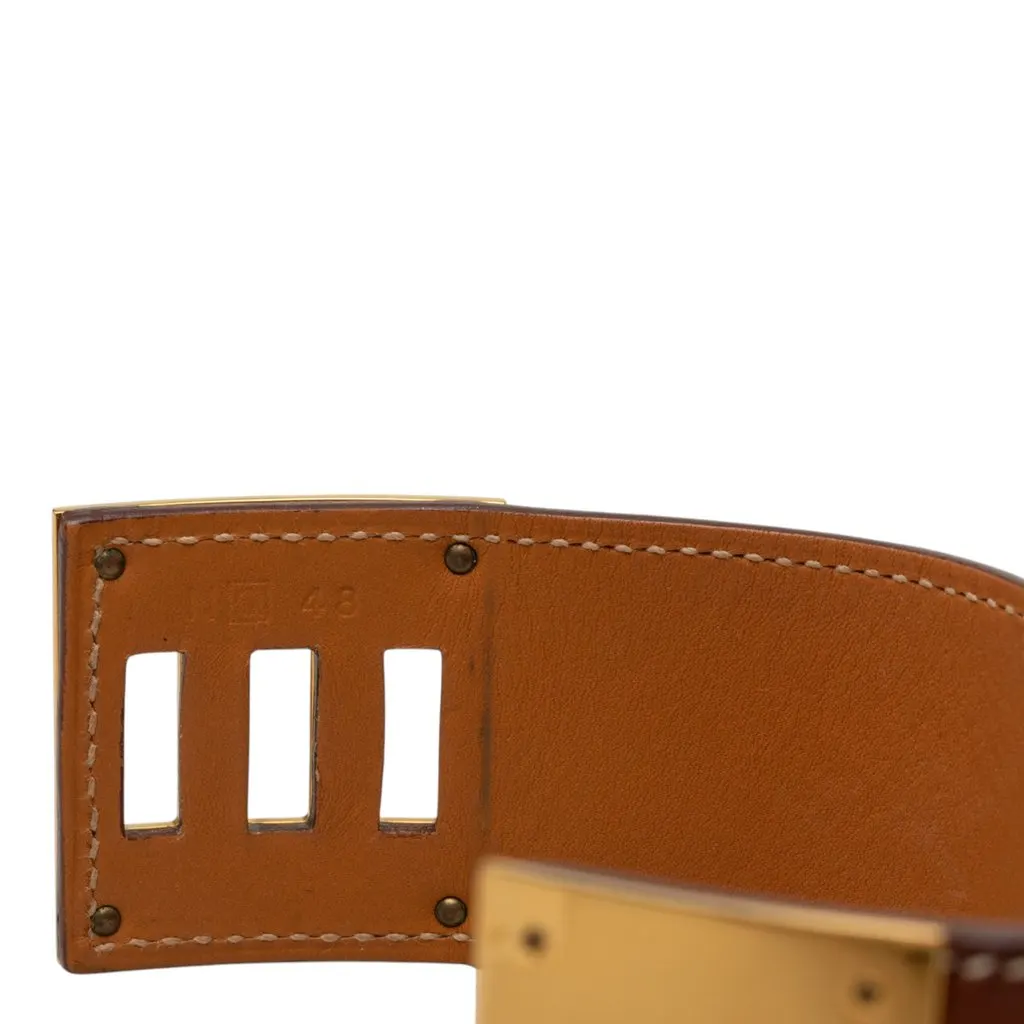 Hermès Barenia and Gold Plated Kelly Dog Bracelet Brown Leather Very good - Box View