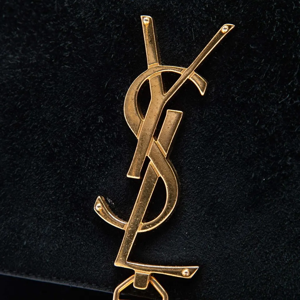 Saint Laurent Small Suede Monogram Kate Tassel Crossbody Black Suede Very good - Box View
