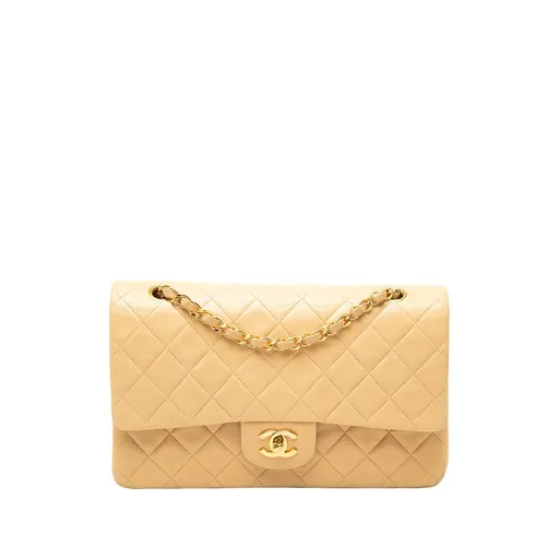 Chanel متوسطة كلاسيك جلد الحمل مزدوجة بغطاء
