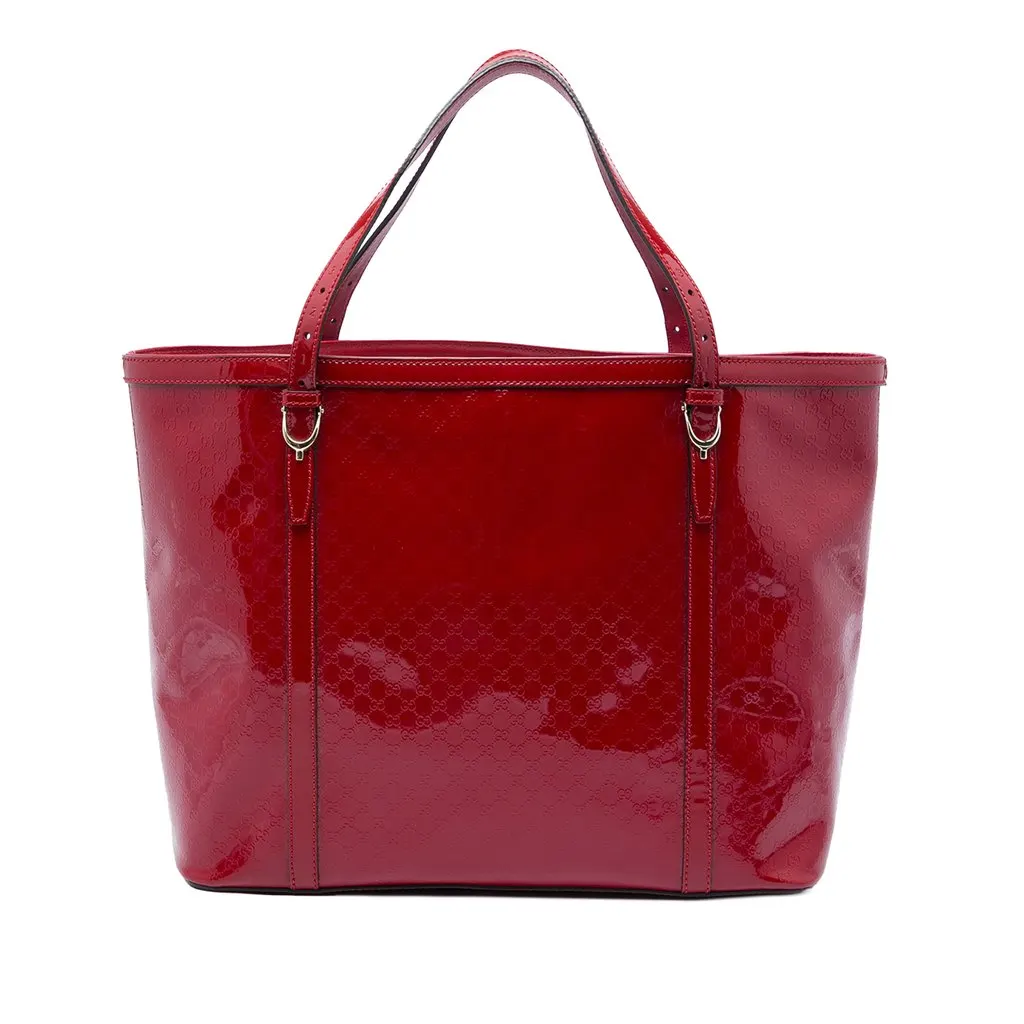 Gucci Microguccissima Patent Nice Tote Red Leather Good - Front View