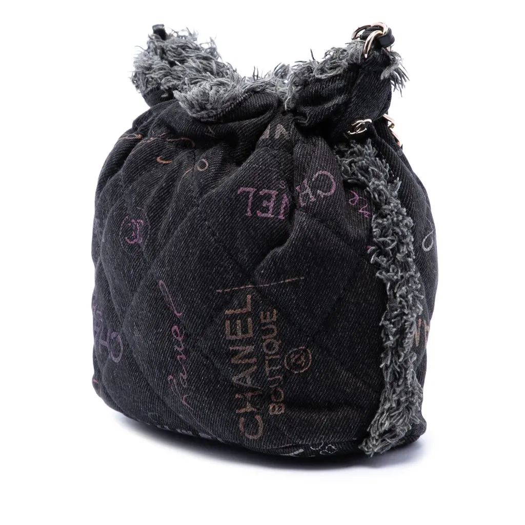 Chanel Small Denim Mood Bucket with Chain Grey Denim Good - Back View