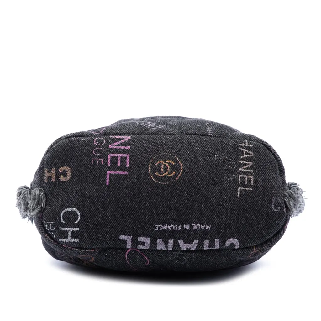 Chanel Small Denim Mood Bucket with Chain Grey Denim Good - Inside View