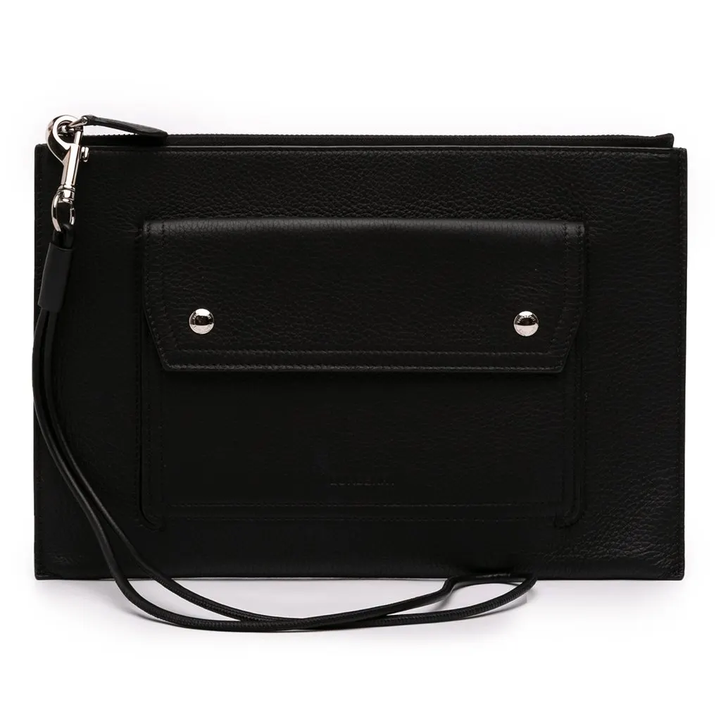 Burberry Leather Oscar Zip Pouch Black Leather Very good - Front View