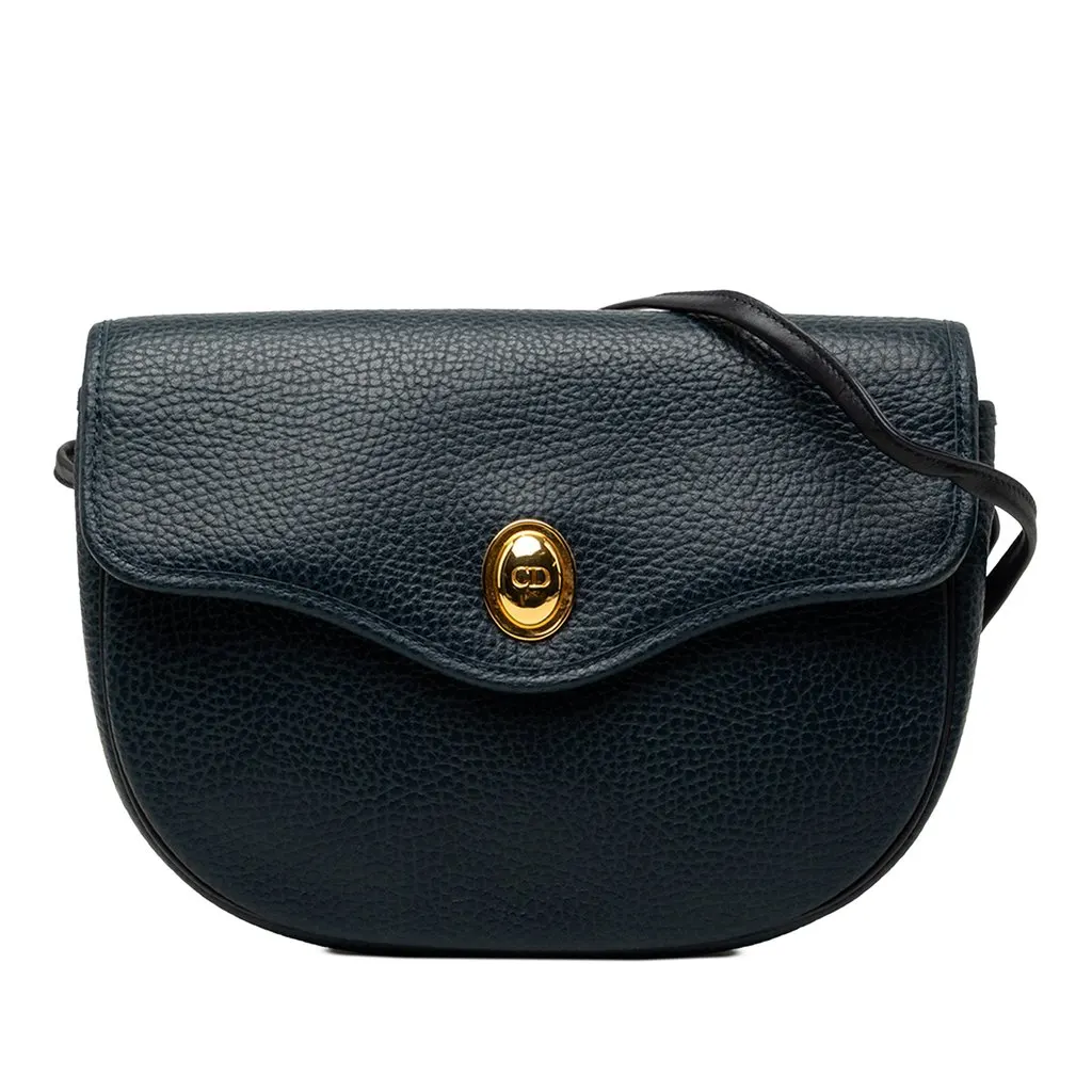 Dior Grained Calfskin Crossbody Blue Leather Very good - Front View