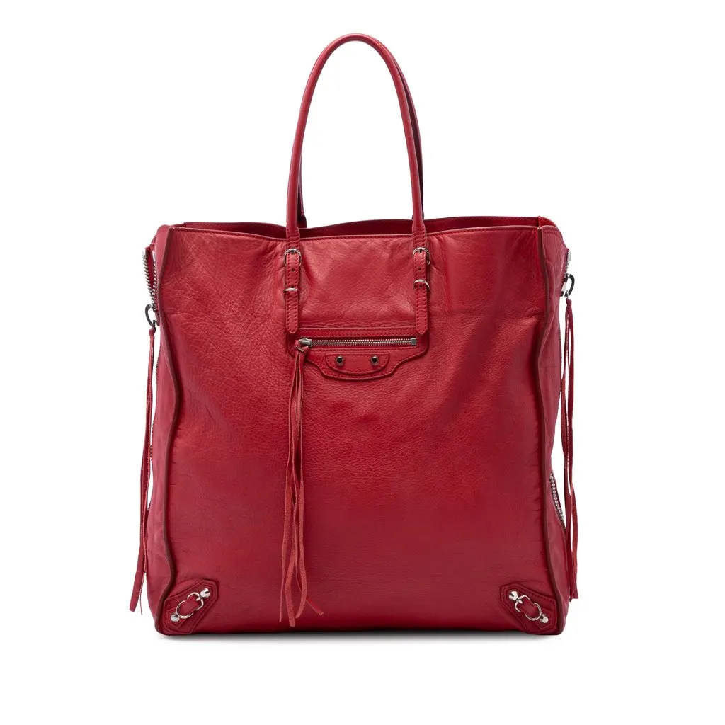 Balenciaga Leather Papier A5 Zip Around Tote Red Leather Very good - Front View
