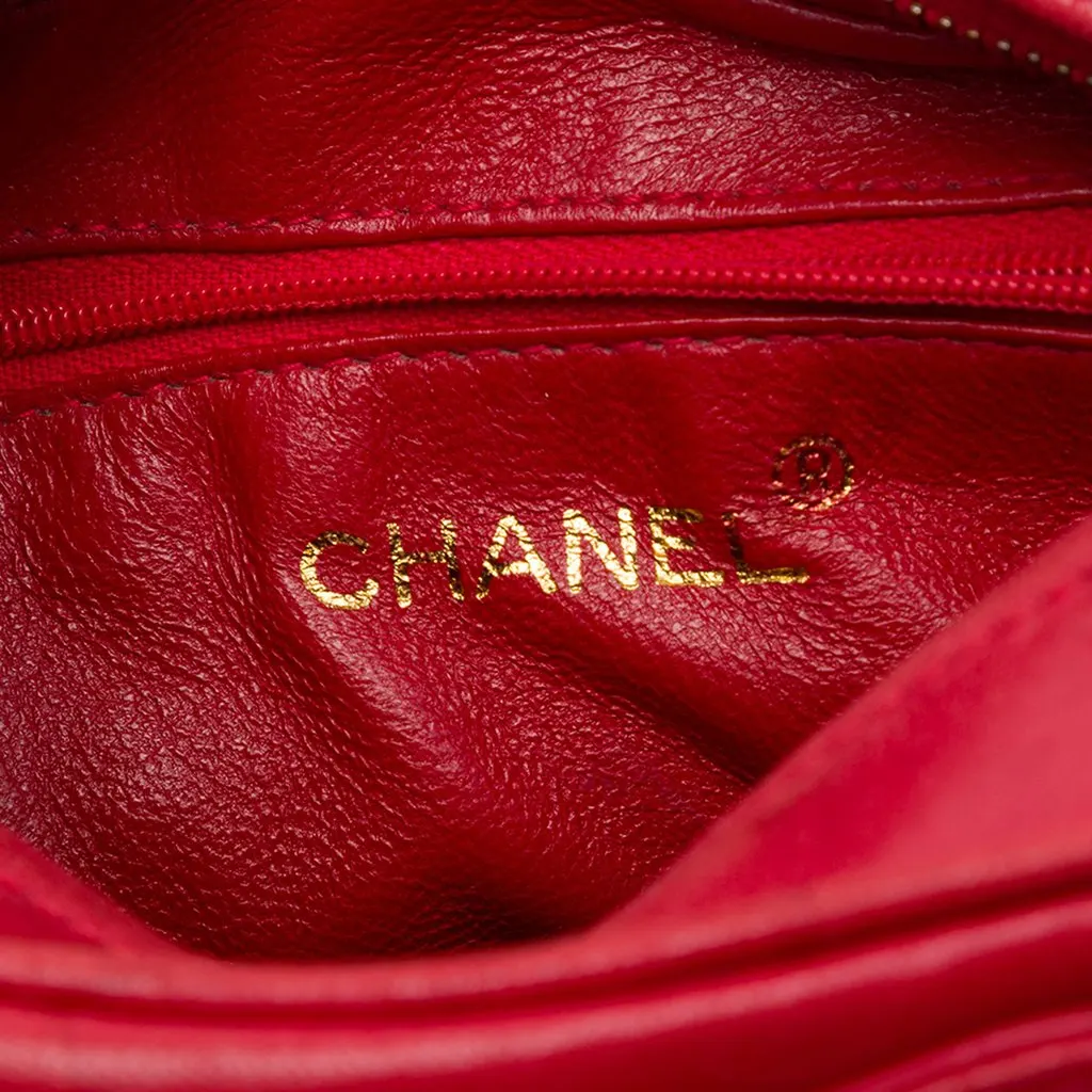 Chanel Triple CC Lambskin Tassel Chain Camera Bag Red Leather Very good - Box View