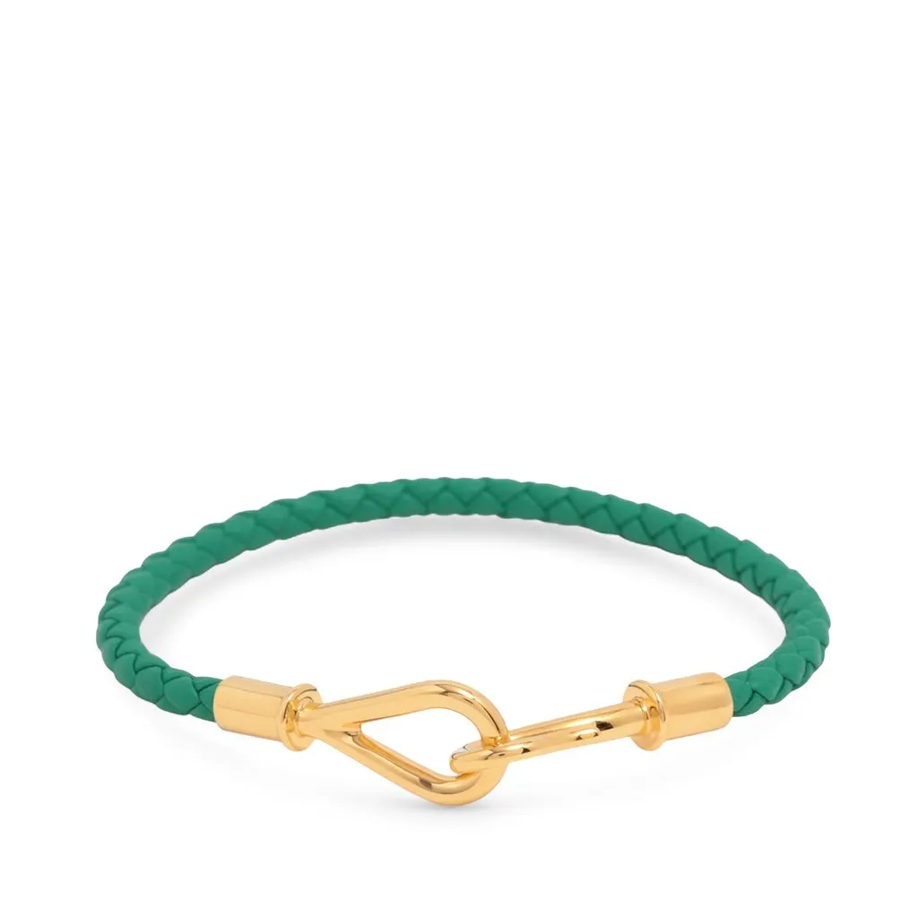 Hermès Jumbo Hook Bracelet Green Leather Very good - Front View