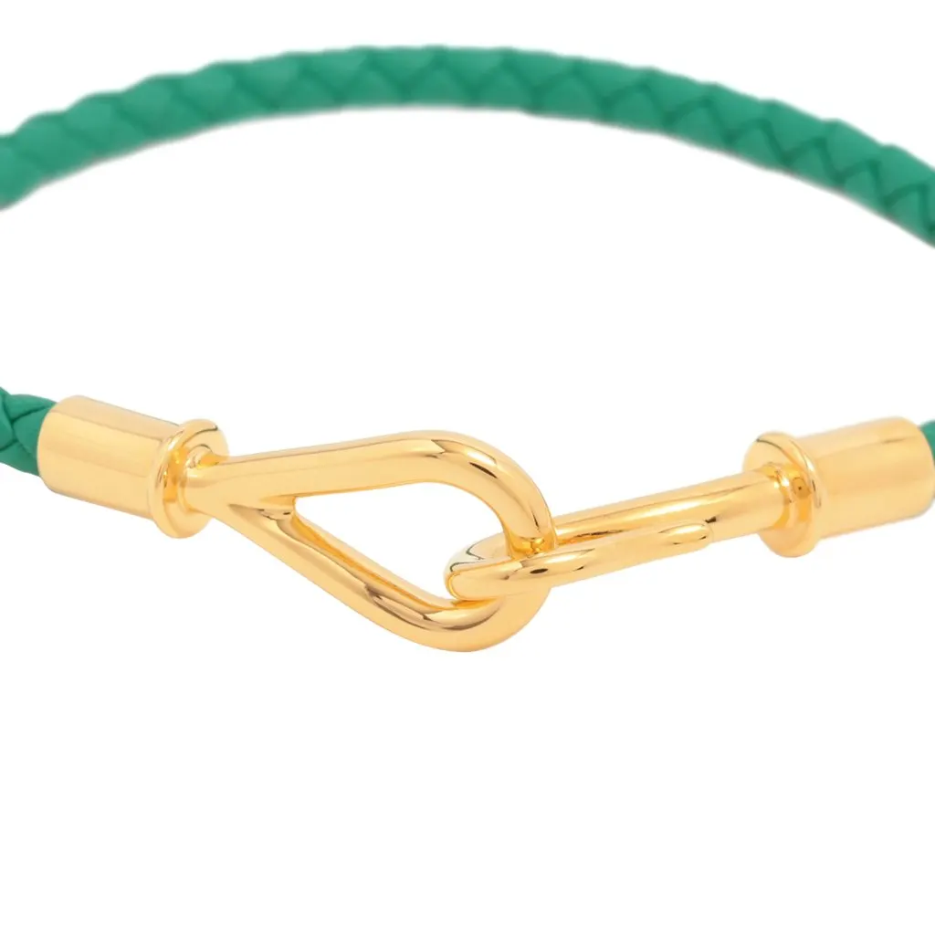 Hermès Jumbo Hook Bracelet Green Leather Very good - Model View
