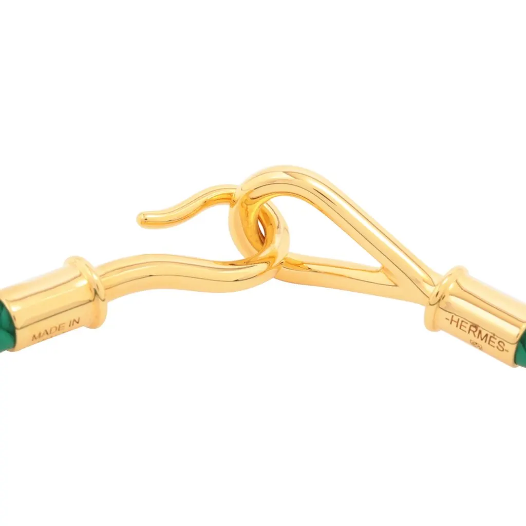 Hermès Jumbo Hook Bracelet Green Leather Very good - Box View