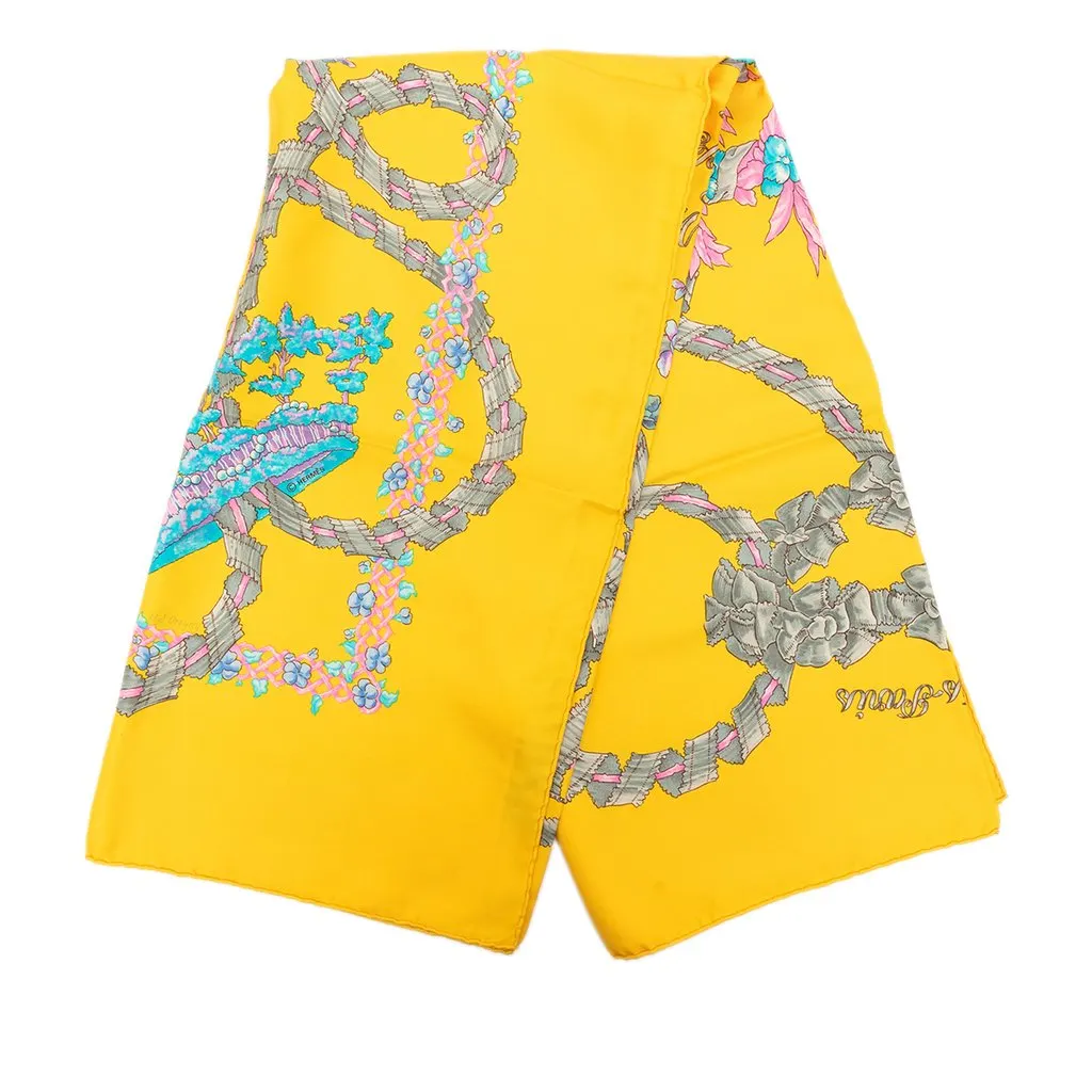 Hermès Le Sacre du Printemps Silk Scarf 90 Yellow Very good - Front View