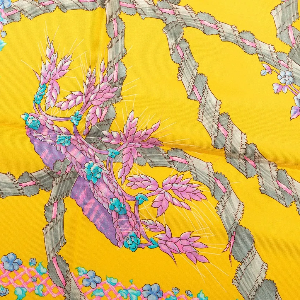 Hermès Le Sacre du Printemps Silk Scarf 90 Yellow Very good - Inside View