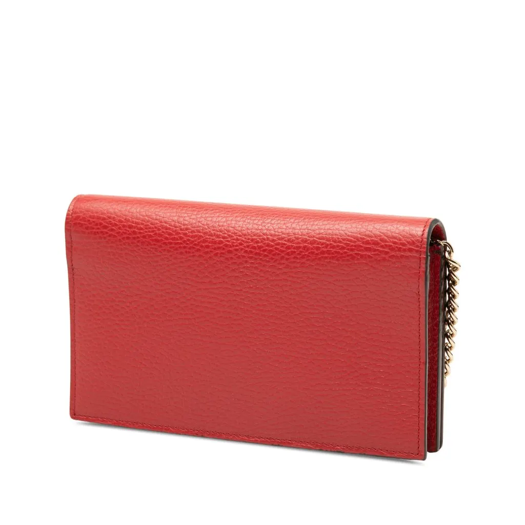 Gucci Calfskin Betty Wallet On Chain Red Leather Very good - Back View