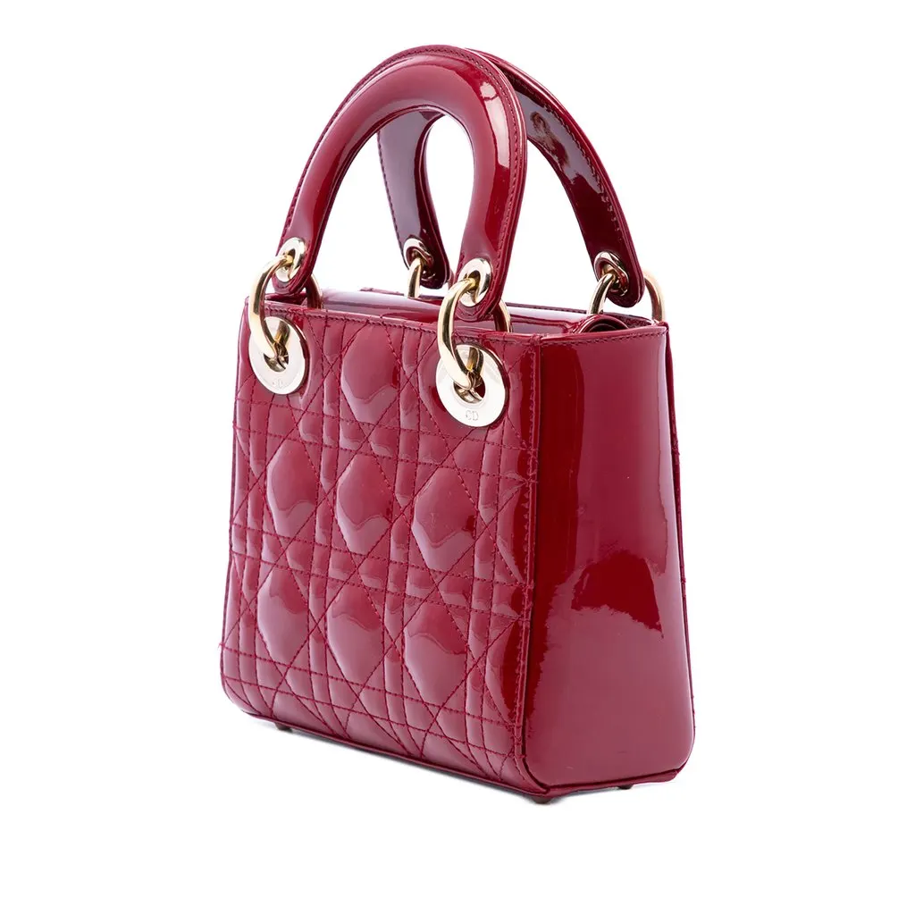 Dior Mini Patent Cannage Lady Dior Red Leather Very good - Back View