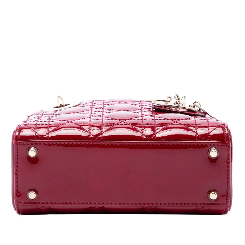 Dior Mini Patent Cannage Lady Dior Red Leather Very good - Inside View