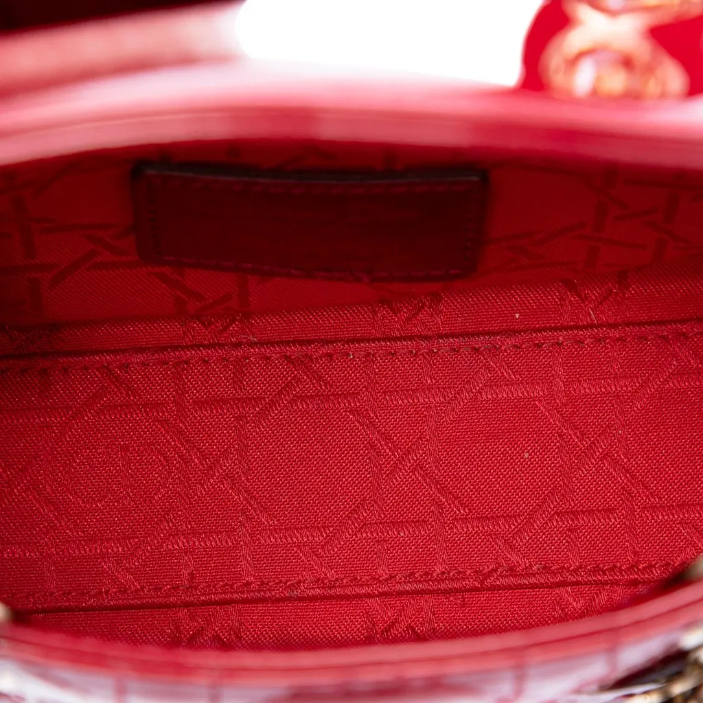 Dior Mini Patent Cannage Lady Dior Red Leather Very good - Model View
