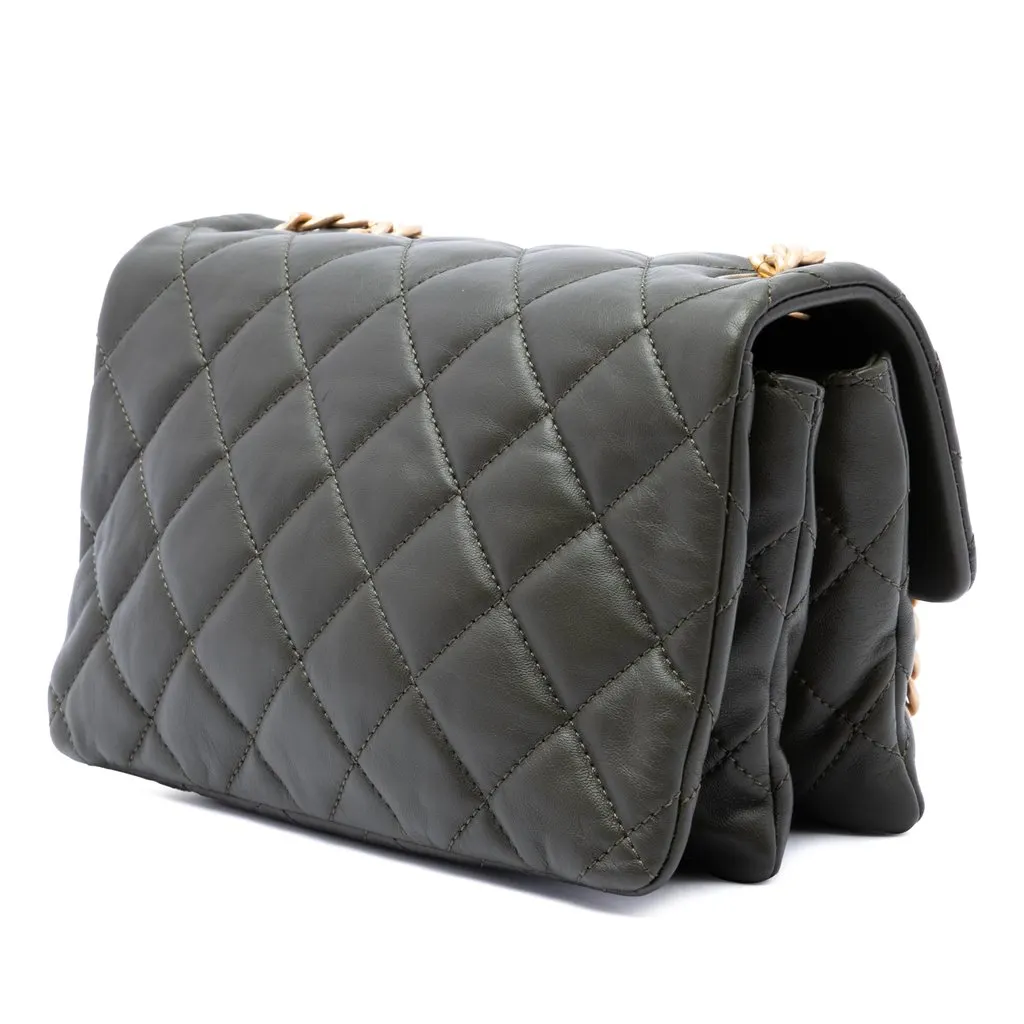 Chanel Small Quilted Lambskin Pillow Crush Flap Brown Leather Very good - Back View