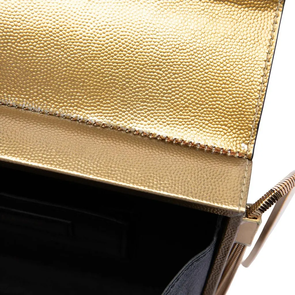 Saint Laurent Small Metallic Grain de Poudre Monogram Kate Box Chain Crossbody Gold Leather Very good - Box View