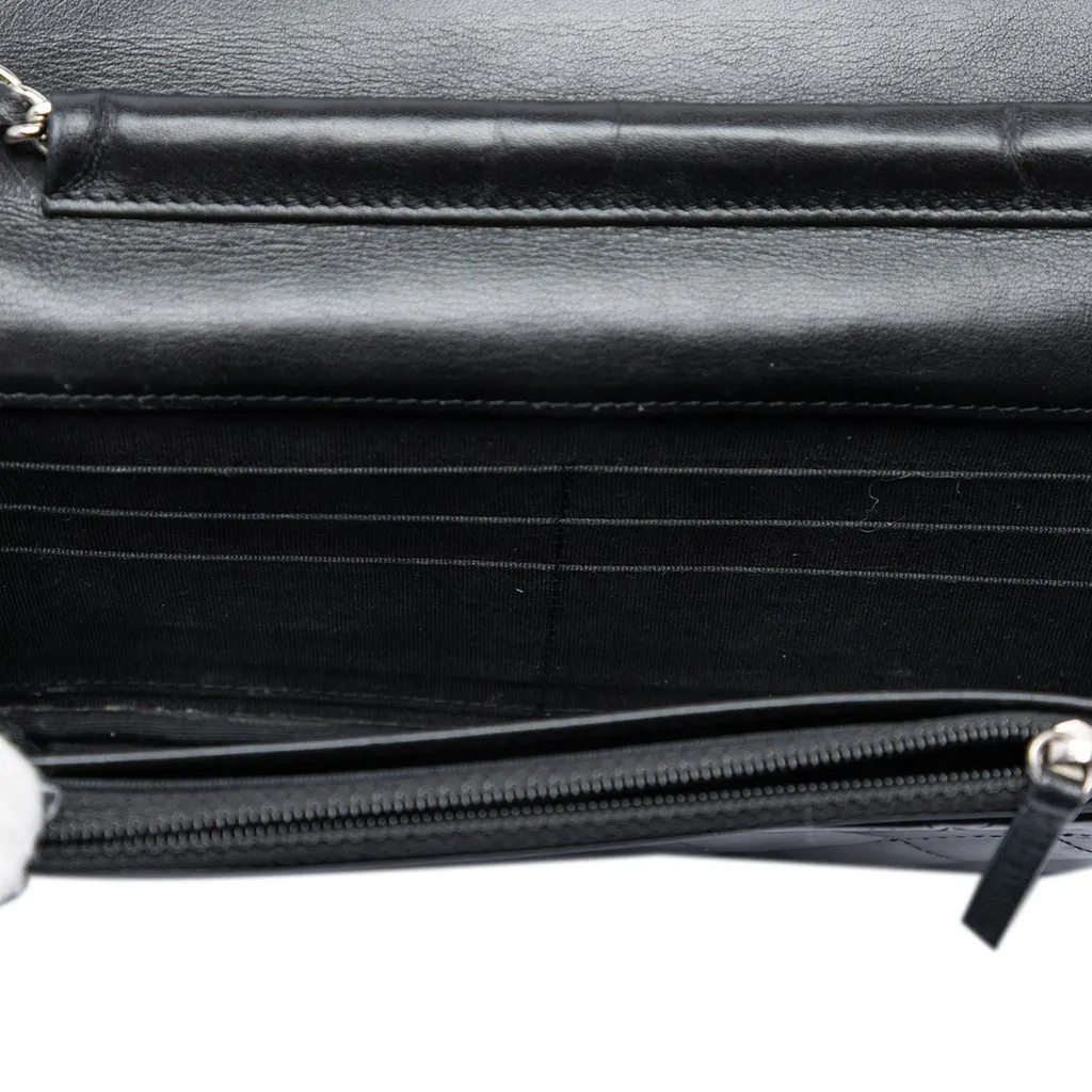 Chanel CC Quilted Patent Wallet On Chain Black Leather Very good - Model View