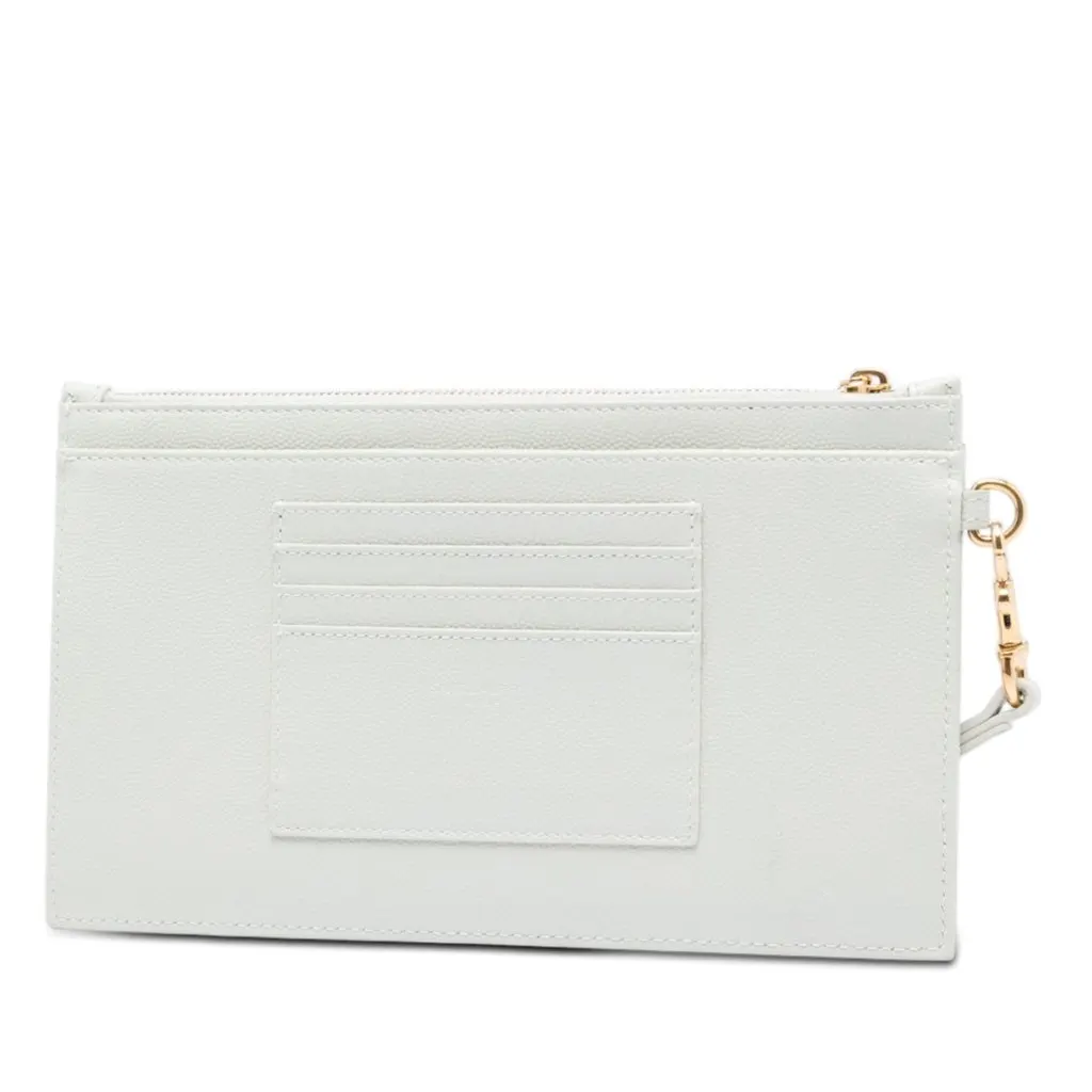 Saint Laurent Grain De Poudre Chevron Monogram Bill Pouch White Leather Very good - Back View