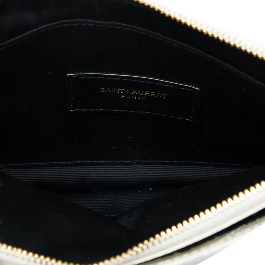 Saint Laurent Grain De Poudre Chevron Monogram Bill Pouch White Leather Very good - Model View