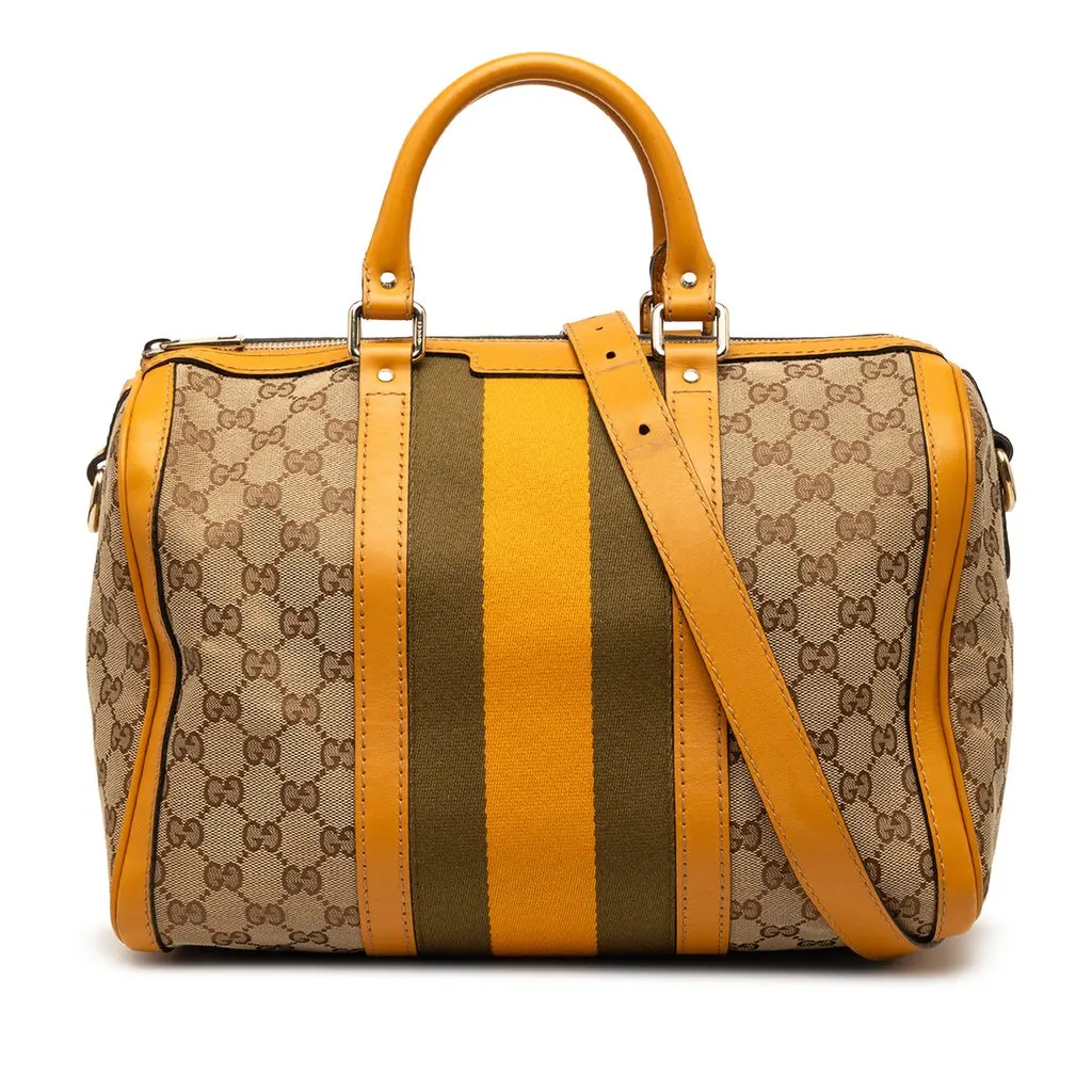 Gucci Medium GG Canvas Web Joy Boston Bag Beige Very good - Front View